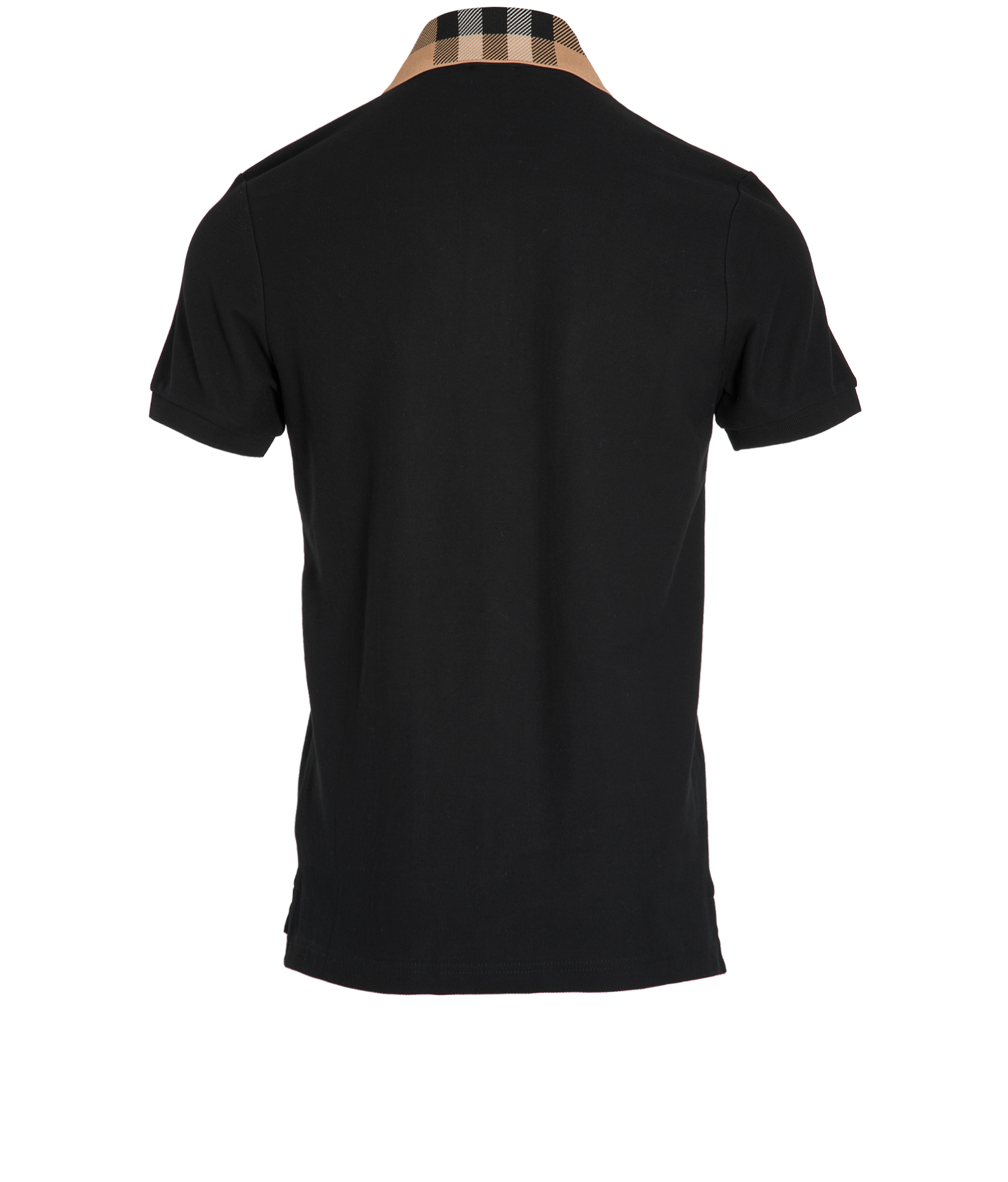 Burberry Check Collar Polo Shirt, &pound;150, Clothing, Black, Cotton, Back view