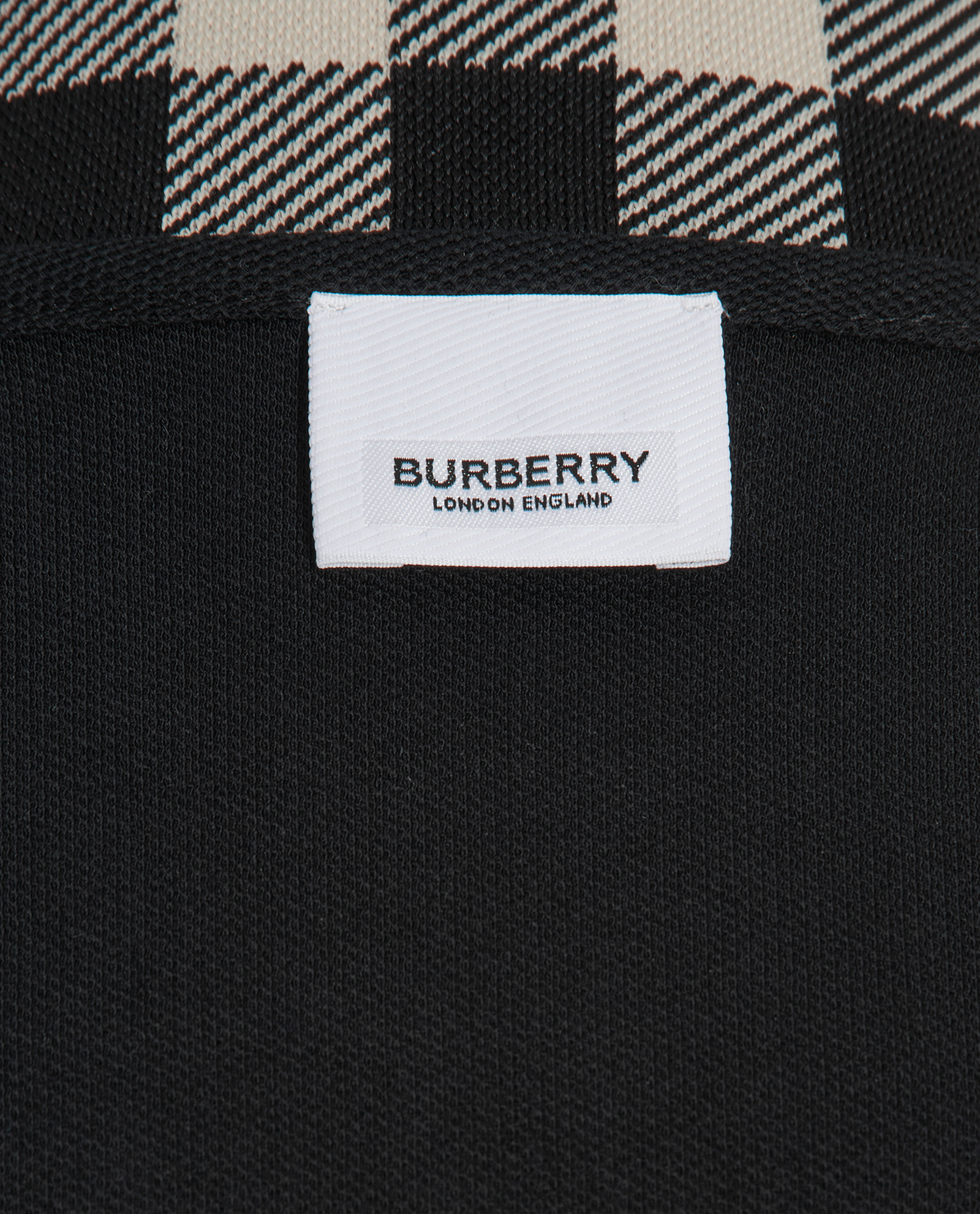 Burberry Check Collar Polo Shirt, &pound;150, Clothing, Black, Cotton, Other view