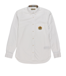 Burberry Crest Long Sleeved Shirt, Men, Cotton, White, Sz XS, 3*