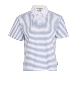 Burberry Striped Collar T-Shirt, Cotton, Blue/White, UK16, 2*