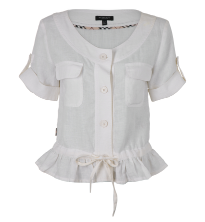 Burberry Ruffle V-Neck Top, front view