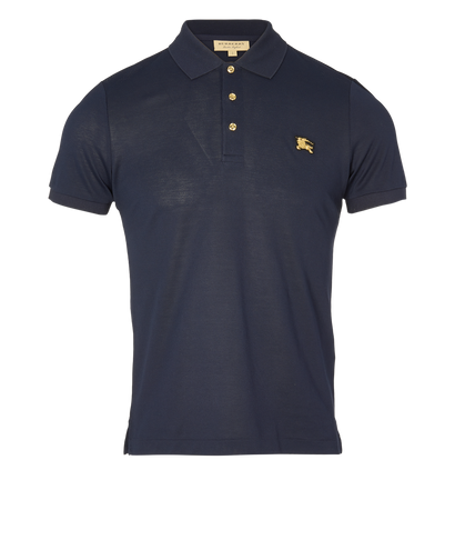 Burberry Embroidered EKD Logo Polo Shirt, &pound;150, Clothing, Navy, Cotton, Front view