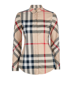 Burberry Check Shirt, Cotton, Beige, Sz XS, 3*