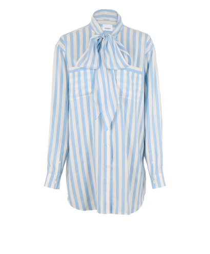 Burberry Striped Tie-Neck Shirt, &pound;250, Clothing, Blue/White, Silk, Front view
