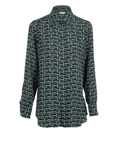 Burberry Print Shirt, £250, Clothing, Green, Silk, Front view