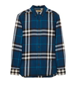 Burberry Check Shirt, Men, Cotton, Blue, Sz S, 2*