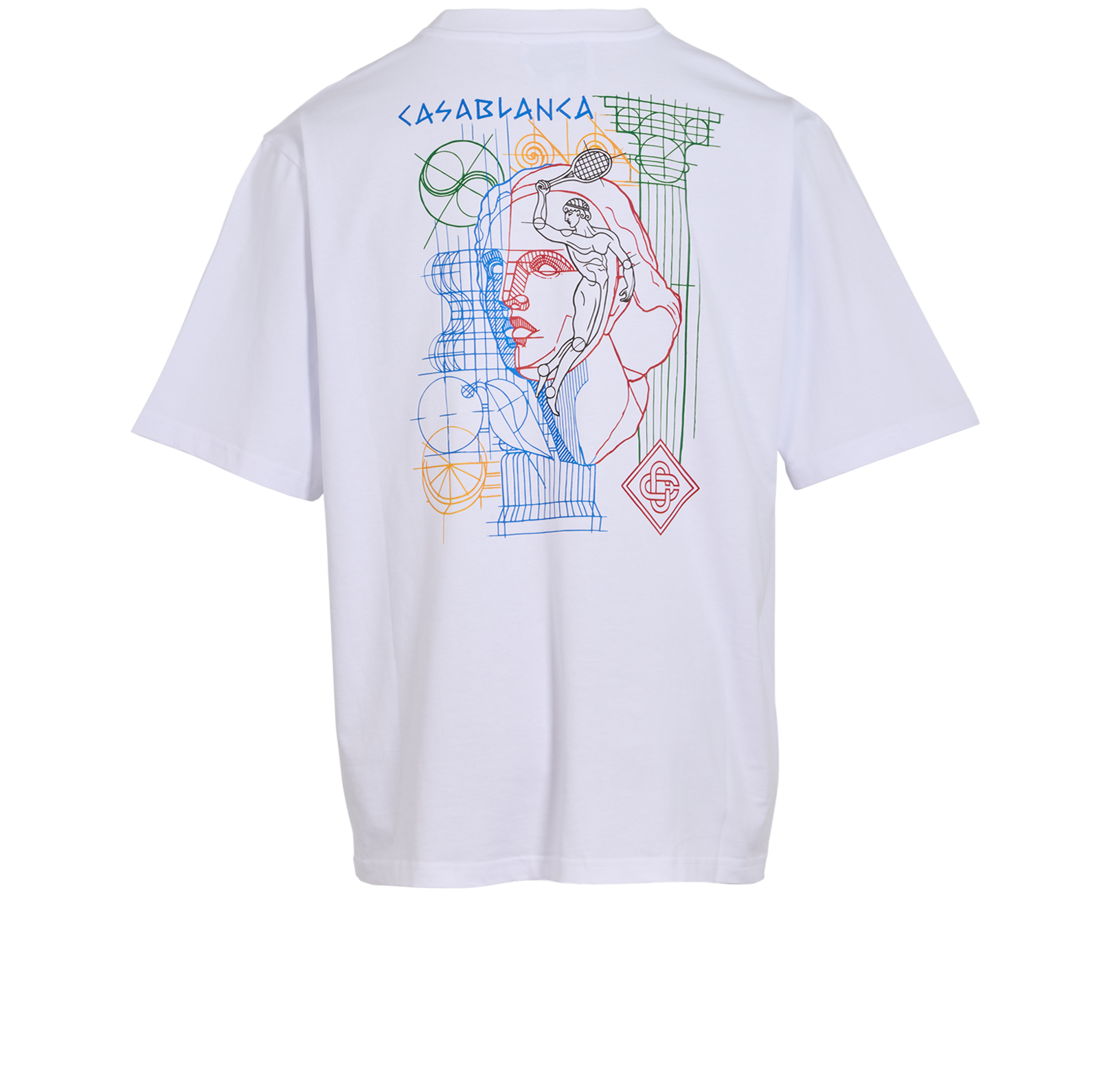 Casablanca Drawing Lab Screen T-Shirt, &pound;90, Clothing, White, Cotton, Back view