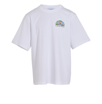 Casablanca Vue De Damas T-Shirt, &pound;90, Clothing, White, Cotton, Front view