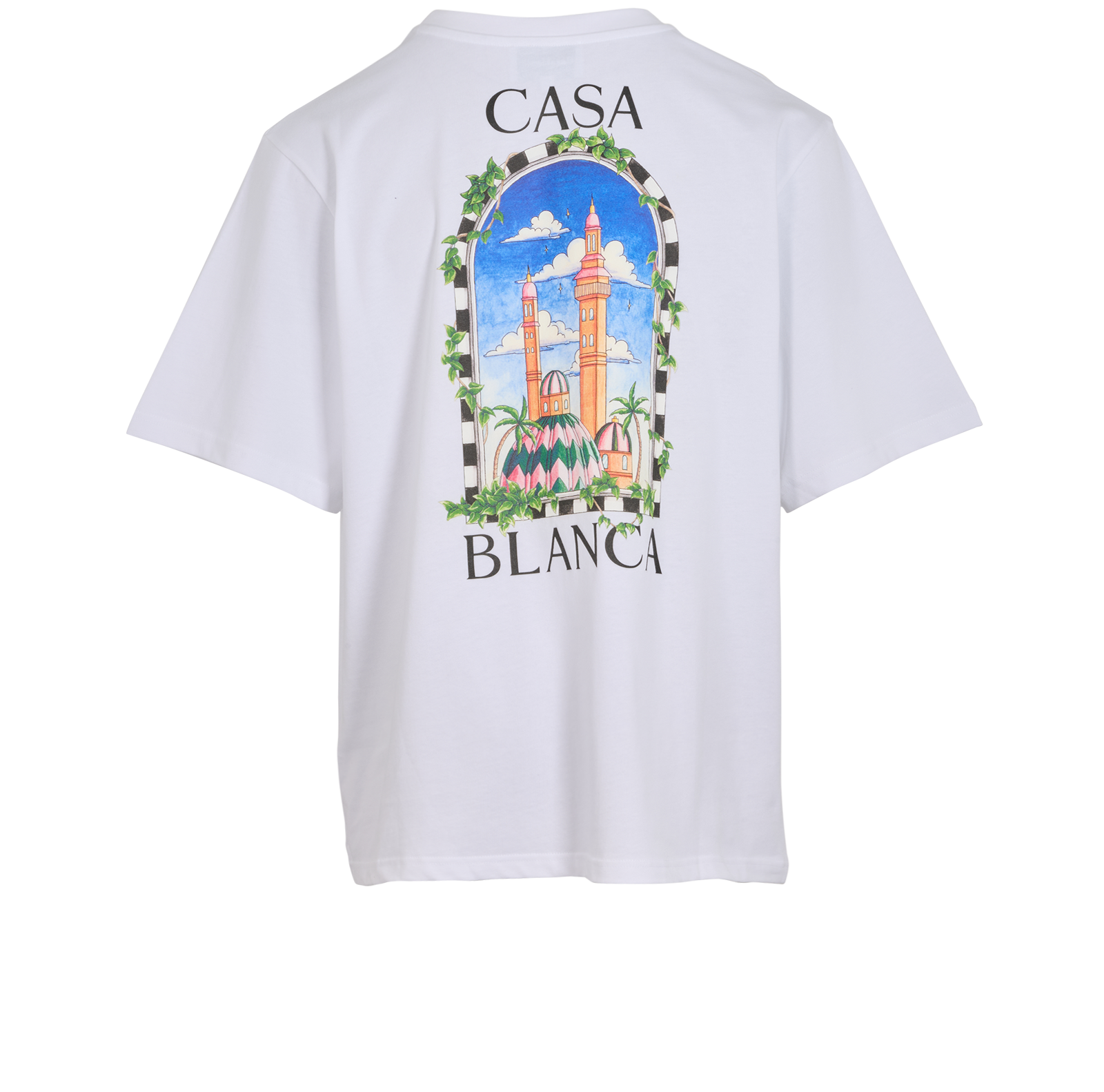 Casablanca Vue De Damas T-Shirt, &pound;90, Clothing, White, Cotton, Back view