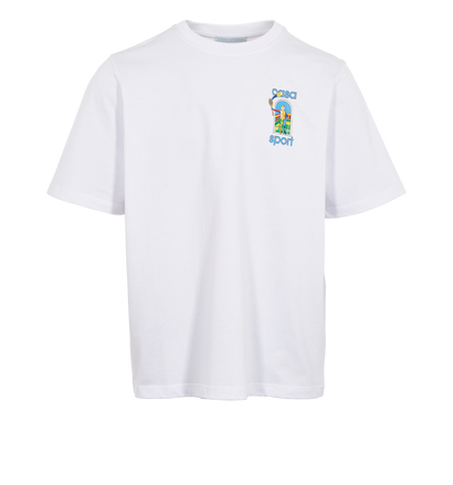 Casablanca Le Jeu Colore Screen T-Shirt, &pound;90, Clothing, White, Cotton, Front view