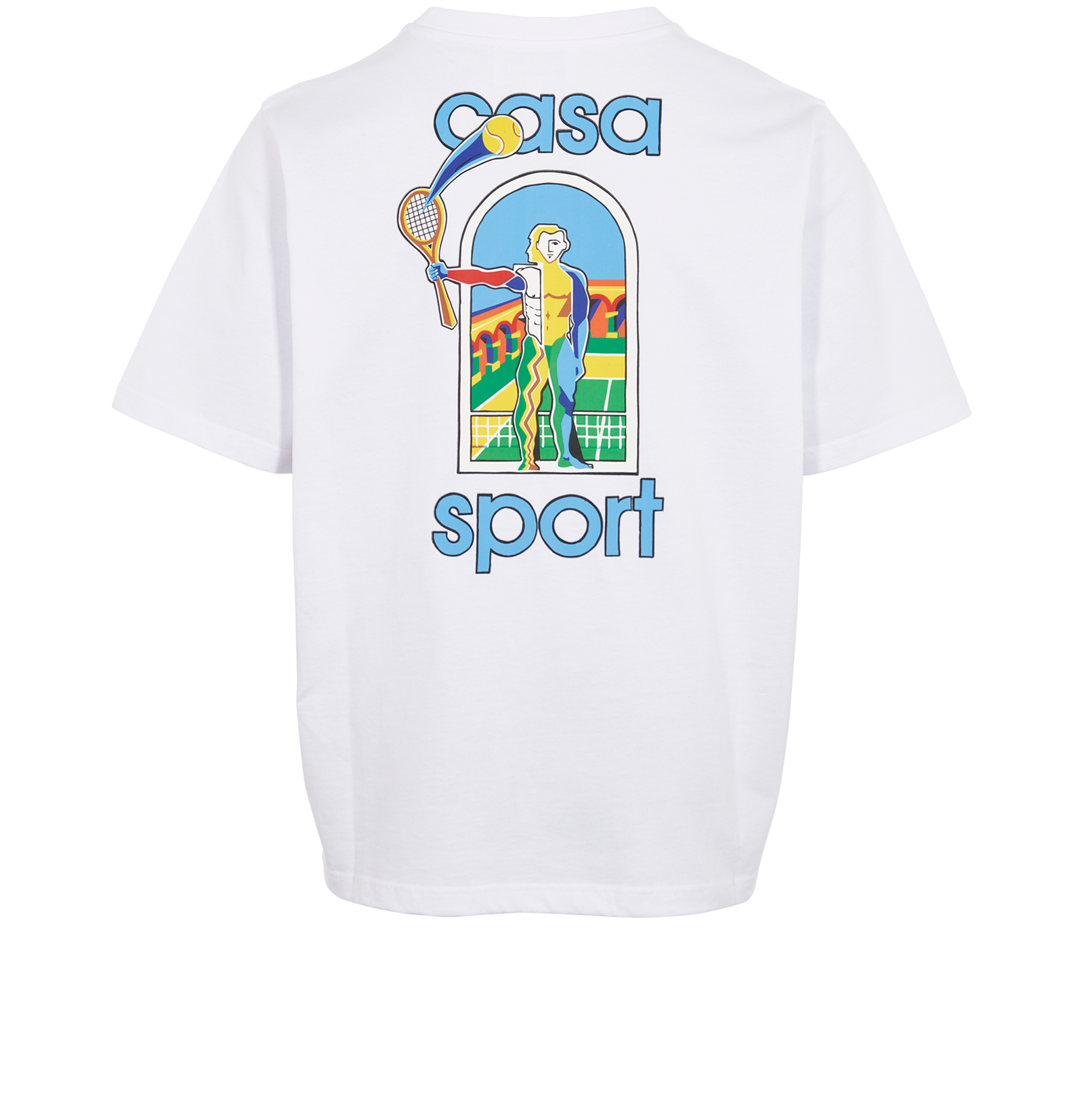 Casablanca Le Jeu Colore Screen T-Shirt, &pound;90, Clothing, White, Cotton, Back view