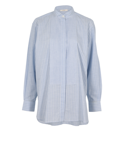 Celine Striped Button Up Long Shirt, &pound;250, Clothing, Blue, Cotton, Front view