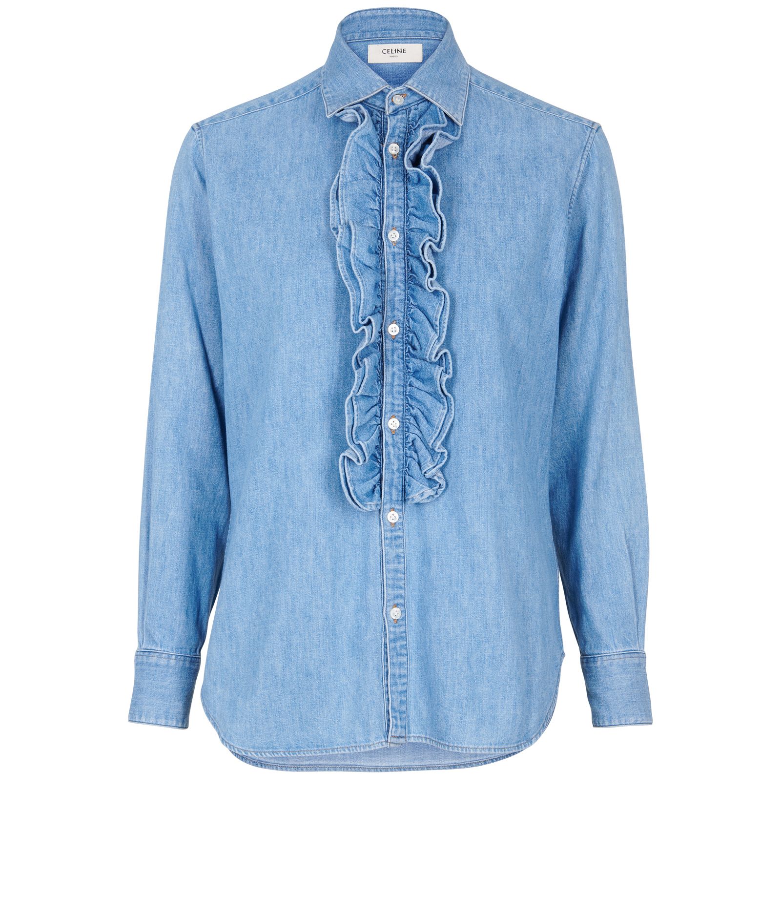 Celine Denim Ruffled Shirt, Tops Designer Exchange Buy Sell