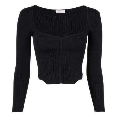 Celine Corset Crop Top, &pound;295, Clothing, Black, Silk, Front view