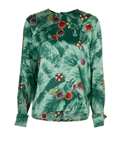 Celine Wolves & Jewels Blouse, Silk, Green, UK12, 3*