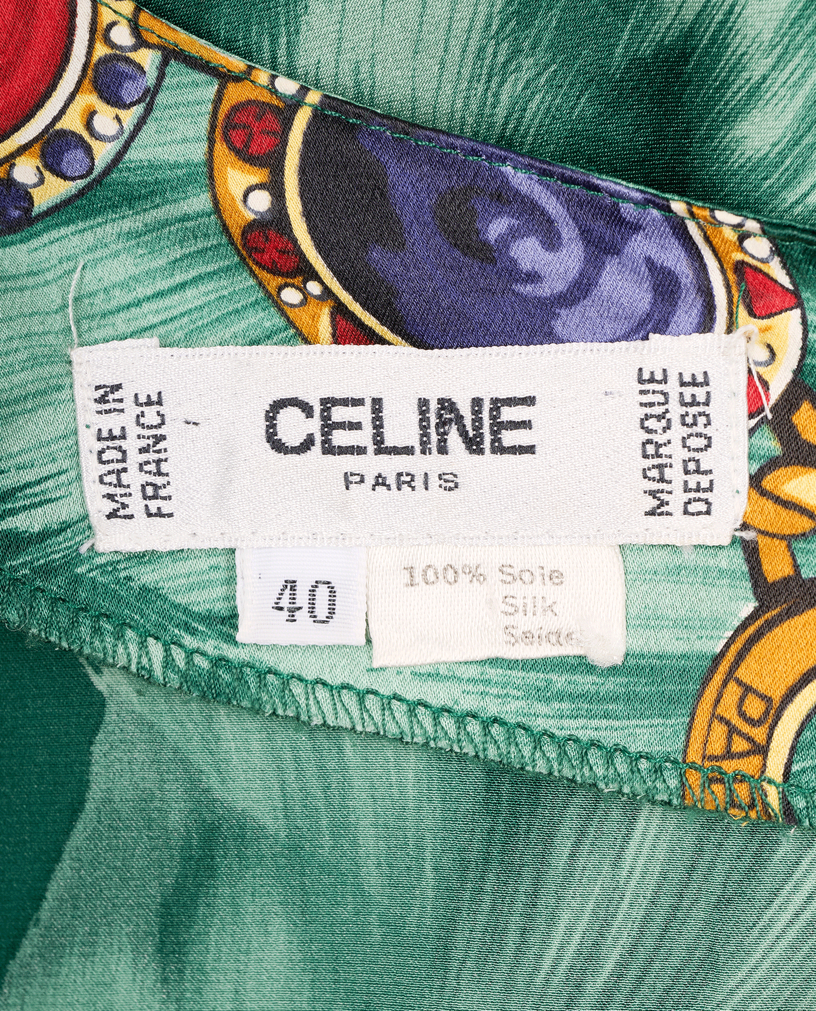 Celine Wolves & Jewels Blouse, &pound;220, Clothing, Green, Silk, Other view