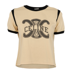 Celine 70's T-Shirt, Cotton, Cream, Sz L, 2*