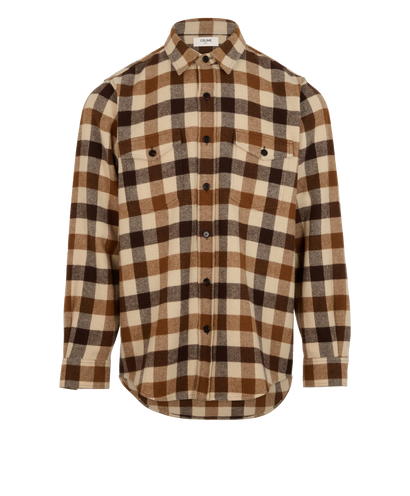 Celine Checked Overshirt, &pound;200, Clothing, Brown/Cream, Wool, Front view
