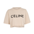 Celine Logo Cropped T-Shirt, &pound;220, Clothing, Beige, Cotton, Front view