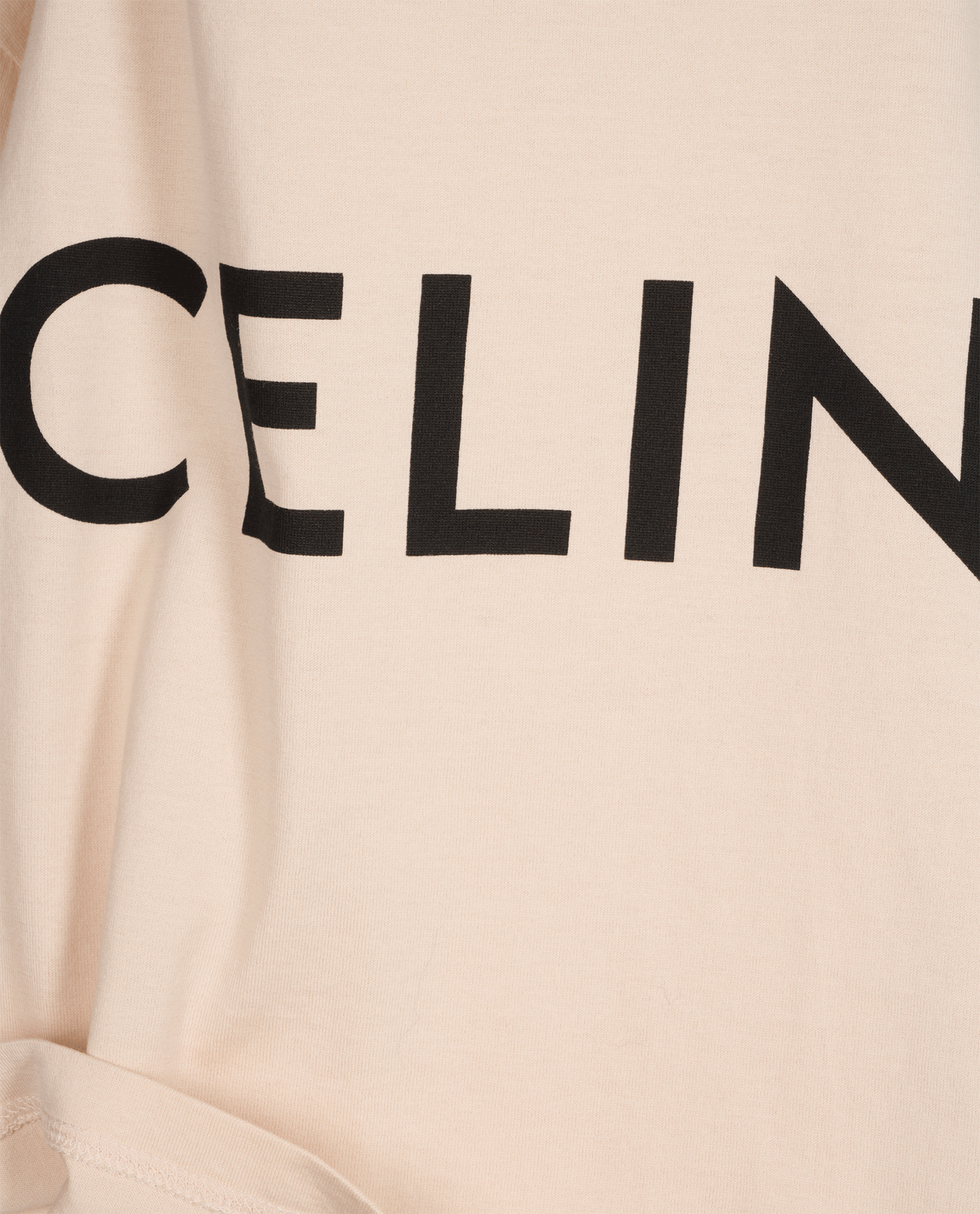 Celine Logo Cropped T-Shirt, &pound;220, Clothing, Beige, Cotton, Other view