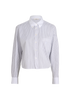 Celine Triomphe & Stripe Cropped Shirt, &pound;450, Clothing, White, Cotton, Front view