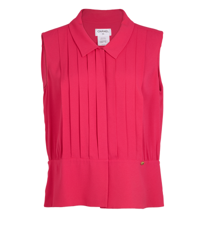 Chanel Pleated Sleeveless Blouse, &pound;250, Clothing, Pink, Viscose, Front view