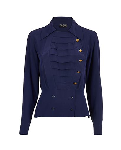 Chanel Boutique Blouse, &pound;350, Clothing, Blue, Silk, Front view