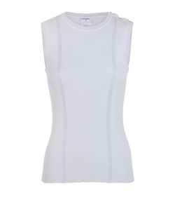 Chanel AW005 Ribbed Top, Cotton, White, UK12, 2*