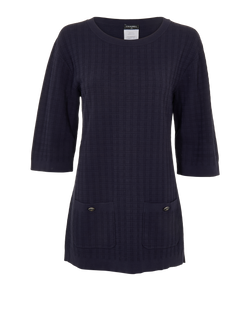 Chanel Front Pockets Top, Cotton, Navy, UK8, 2*