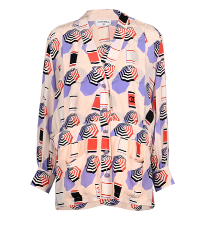 Chanel Parasol Print Blouse, &pound;650, Clothing, Pink, Silk, Front view