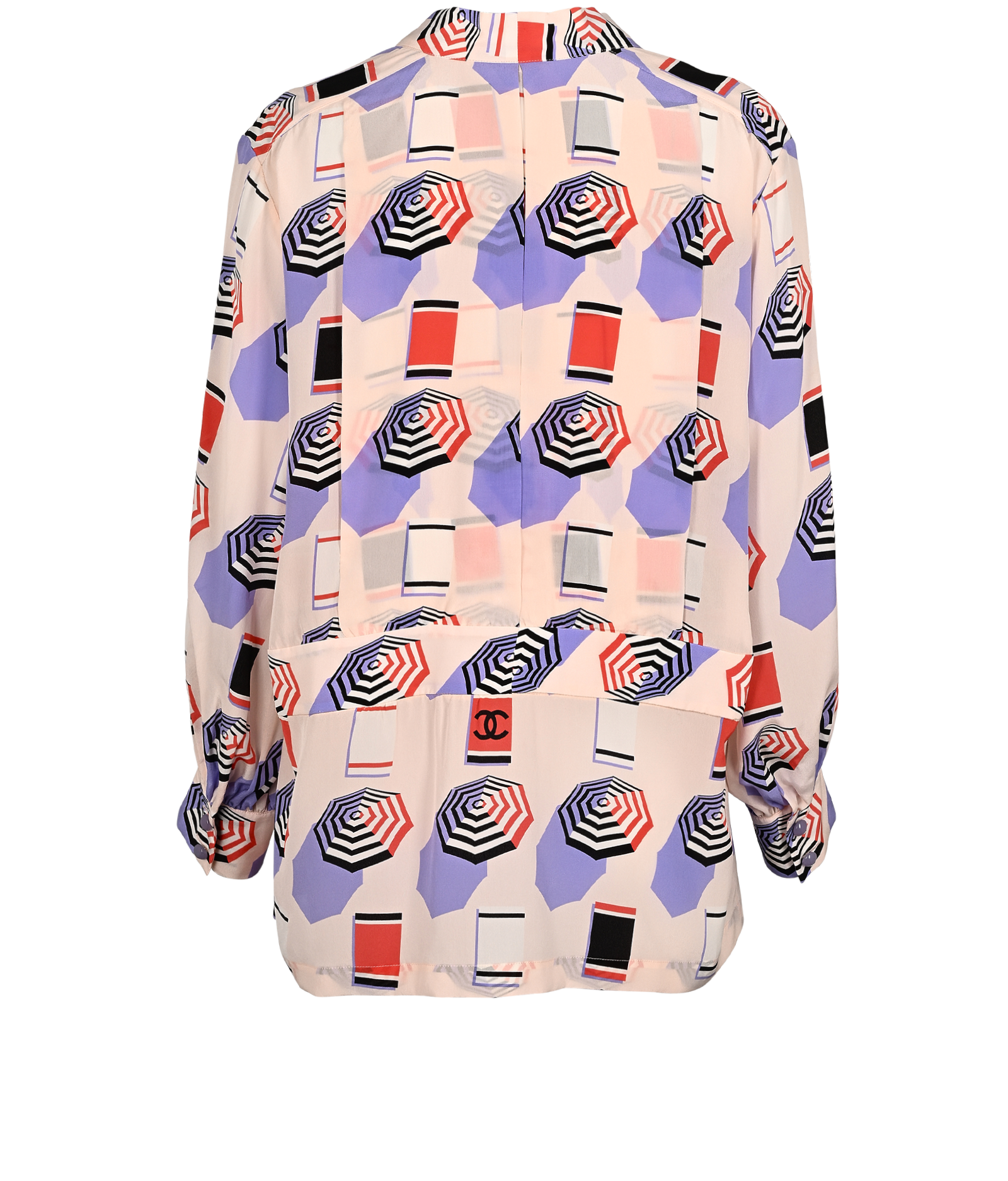 Chanel Parasol Print Blouse, &pound;650, Clothing, Pink, Silk, Back view