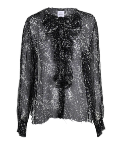 Chanel Speckled Blouse, Silk, Blk/White/Blue, UK20, 2*
