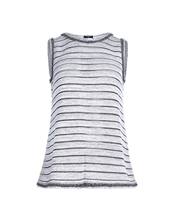 Chanel Metallic S/L Stripe Top, Cotton/Viscose, Silver, UK14, 4