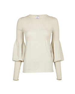 Chanel Peplum Sweater, Cashmere, Silver, 10