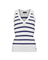 Chanel V Neck Sleeveless Tank Top, &pound;375, Clothing, Blue/White, Cashmere, Front view