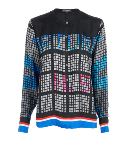 Chanel Airline Blouse, Silk, Black/Blue/Grey, UK 8, 3*