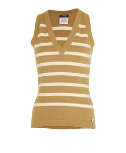 Chanel Striped Vest, Cashmere, Beige/White, UK8, 2*