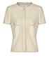 Chanel Fringed Trim Top CoCo Buttons, front view
