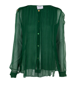 Chanel Panelled Sheer Shirt, Silk, Green, UK16, 2*