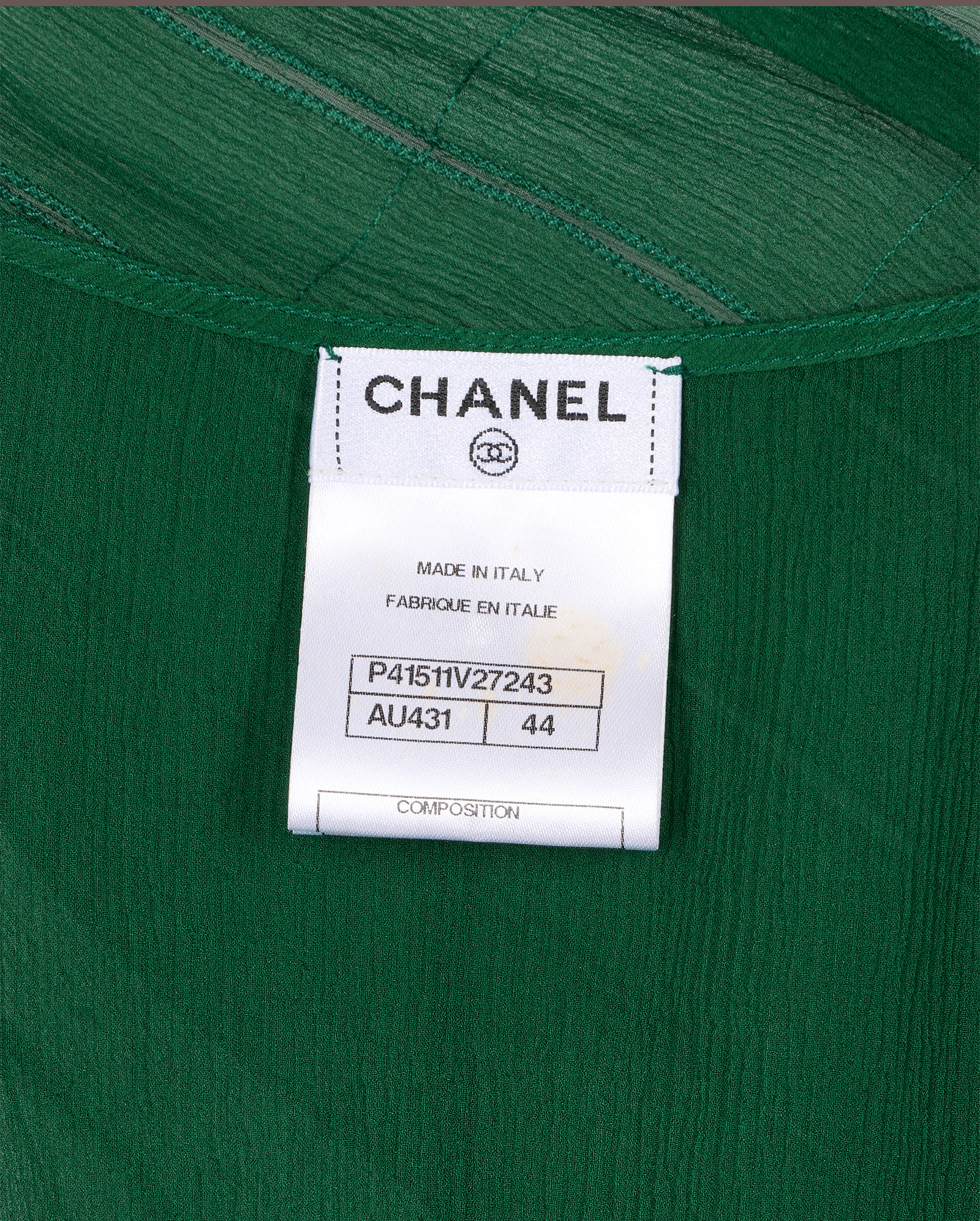 Chanel Panelled Sheer Shirt, &pound;250, Clothing, Green, Silk, Other view