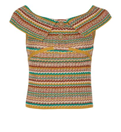 Chanel 2017 Paris Cuba Knit Off Shoulder Top, front view