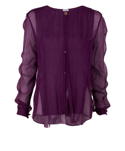 Chanel Sheer Blouse, &pound;350, Clothing, Purple, Silk, Front view