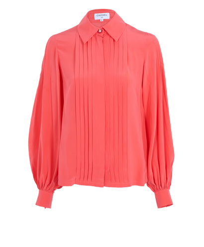 Chanel Pleated Blouse, &pound;395, Clothing, Pink, Silk, Front view