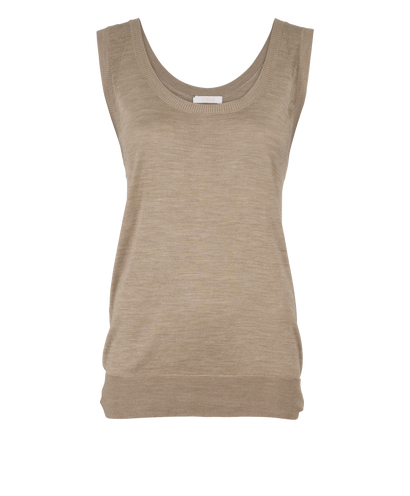 Chloé Knit Sleeveless Tank Top, &pound;80, Clothing, Beige, Silk, Front view