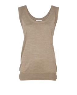 Chloé Knit Sleeveless Tank Top, Silk, Beige, Sz L, 2*