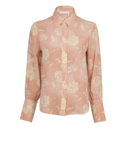Chloe Floral Blouse, &pound;220, Clothing, Pink, Silk, Front view