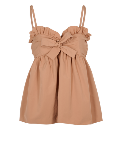 Chloe Bow Sleeveless Top, &pound;90, Clothing, Pink, Cotton/Polyester (Polymer), Front view