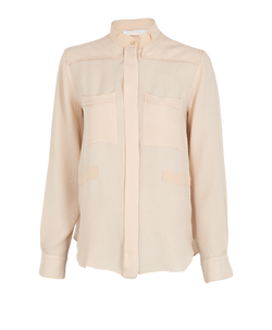 Chloe Geometric Shirt, Silk/Viscose, Beige, UK 8, 3*