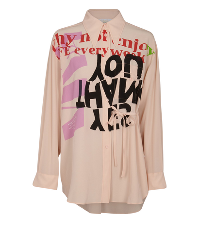 Chloé Artist Slogan Printed Silk Casual Shirt, front view