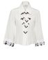 Chanel Front Ruffle Blouse, £295, Clothing, Black/White, Silk, Front view